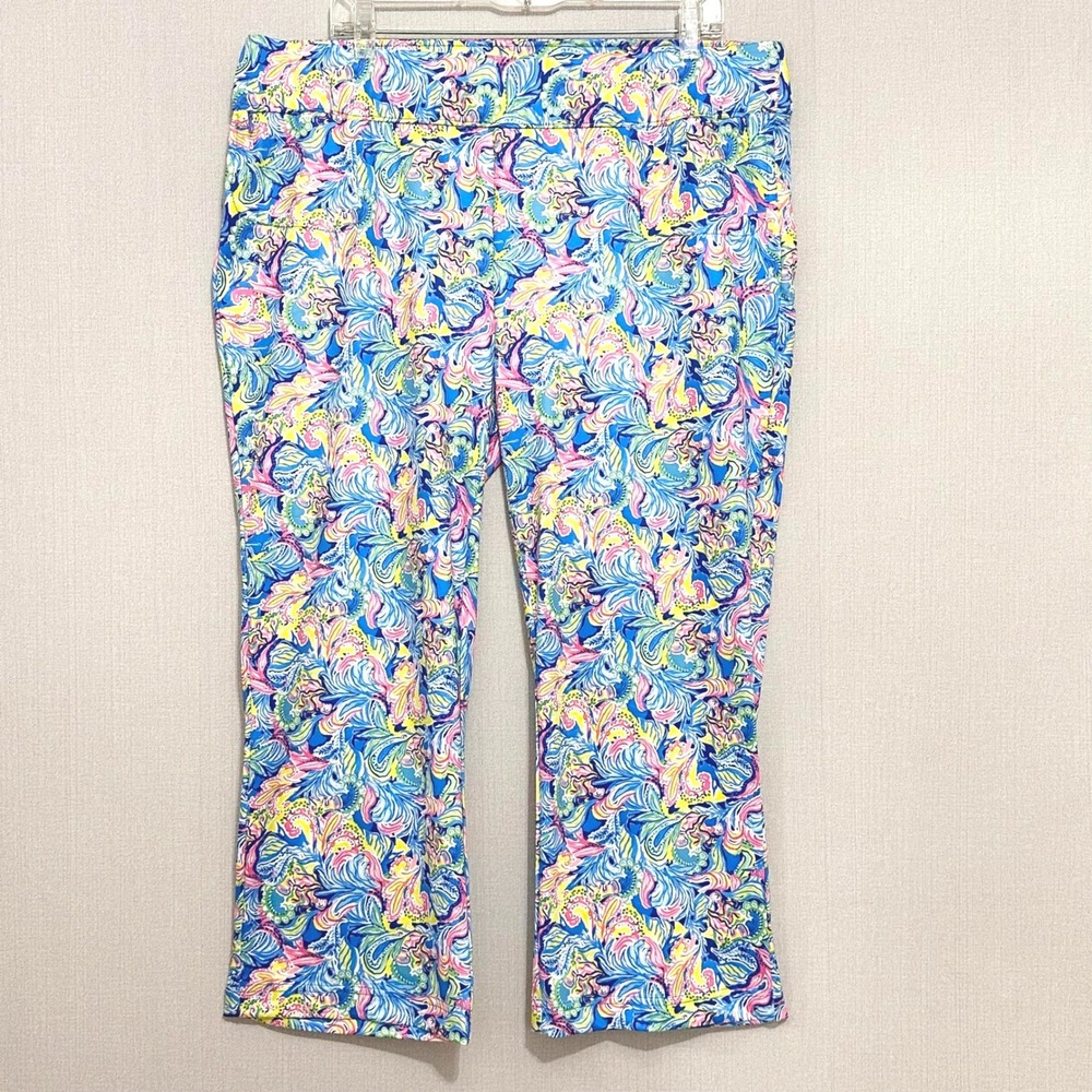 Stella Parker Sport Womens XL Cropped Pants Multi-Color Paisley Stretch